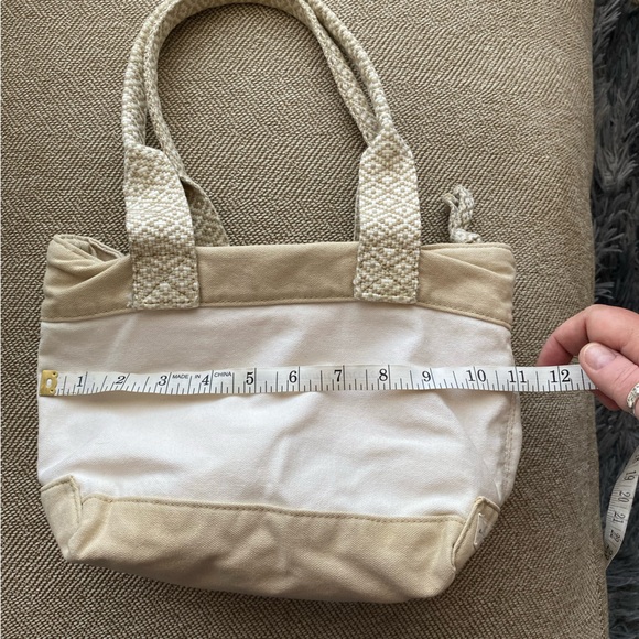American Eagle Canvas Bag. Woven Cotton Straps. Tan and Cream Color Canvas. EUC. - Picture 6 of 14